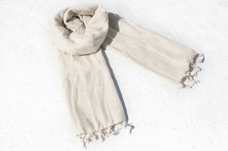 纯羊毛披巾/针织围巾/针织披巾/盖毯/纯羊毛围巾/羊毛披巾-白色 - 围巾/披肩 - 羊毛 白色