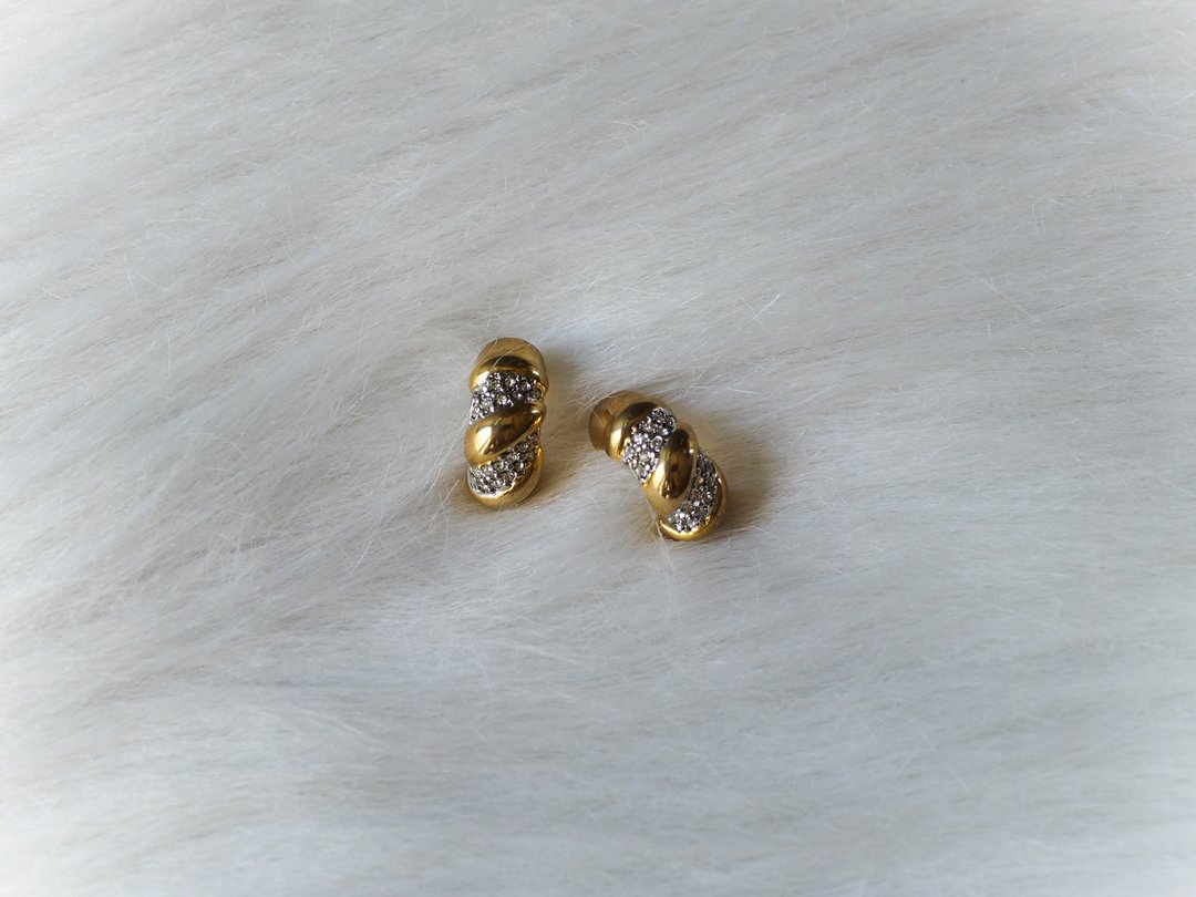 缠绕星际闪耀天色边界 古董珠宝耳针式饰品耳环piercing earrings - 耳环/耳夹 - 其他金属 金色