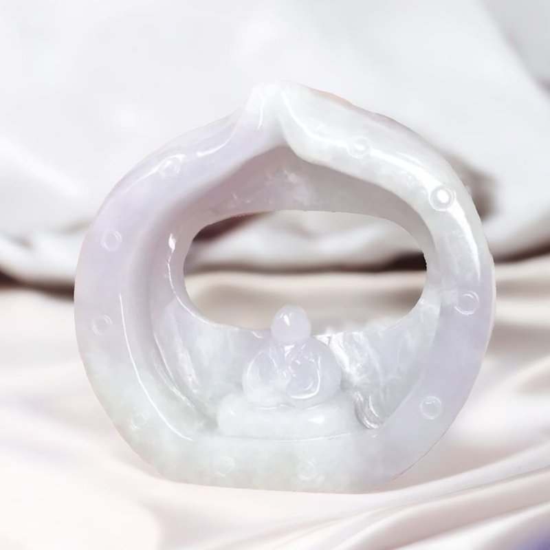 冰种紫罗兰飘花翡翠无相佛| 天然缅甸玉翡翠A货 | 送礼 - 吊饰 - 玉石 紫色