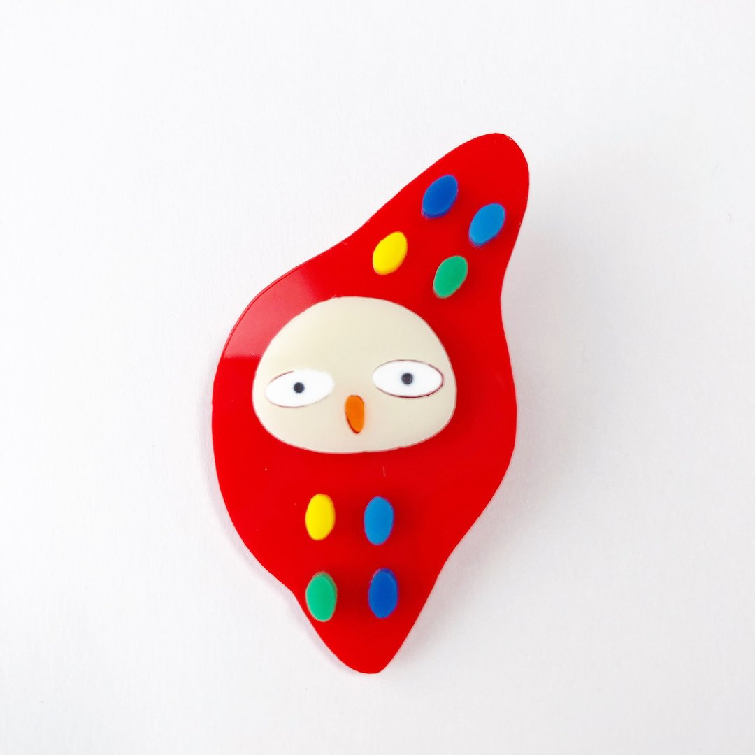 Owl brooch - 胸针 - 压克力 红色