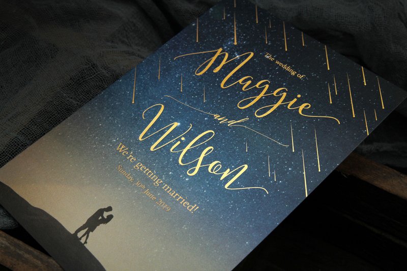 独一无二喜帖星空流星雨邀请咭设计PP原创深蓝色 - 喜帖 - 纸 