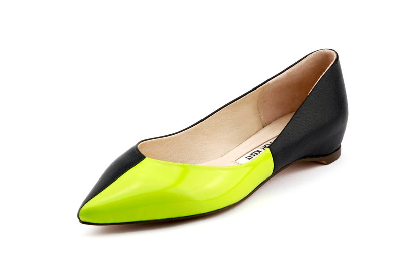 T FOR KENT 四分之一 QUARTER 尖头平底鞋(萤光绿/黑色) - 其他女款皮鞋 - 真皮 