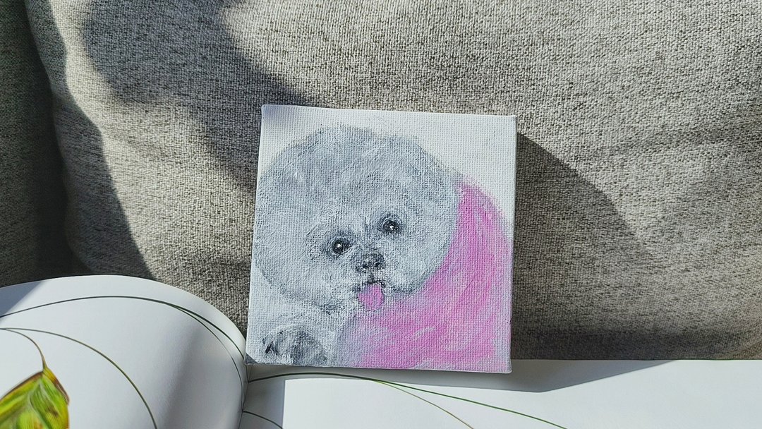 宠物画/家饰布置/压克力水彩画/挂画/画布 - 海报/装饰画/版画 - 棉．麻 白色