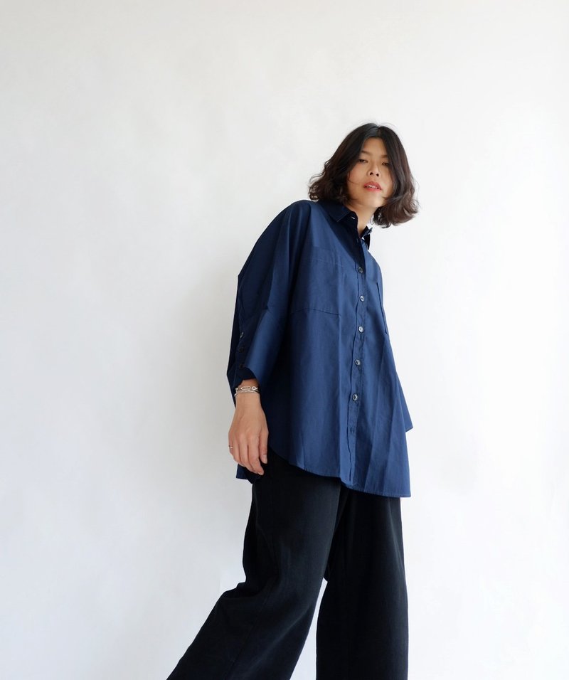 Oversize shirt 2 pockets - 女装衬衫 - 其他材质 白色