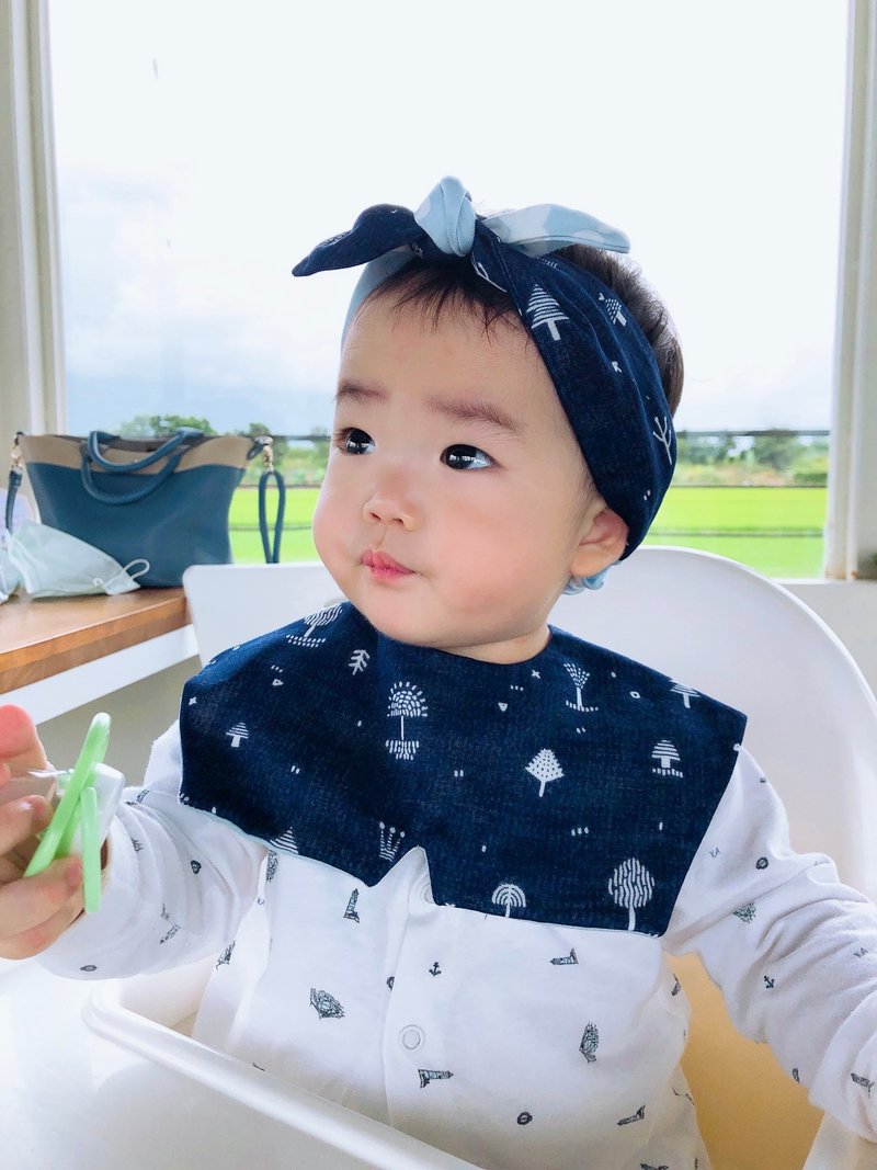 【可快速出货】女宝/星星注音 双面围兜/发带/奶嘴链/弥月礼盒 - 围嘴/口水巾 - 棉．麻 