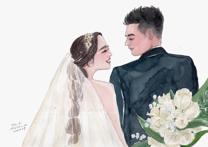 People Portrait肖像画  /双人A4 / 我与最爱的似颜绘 - 订制画像 - 纸 