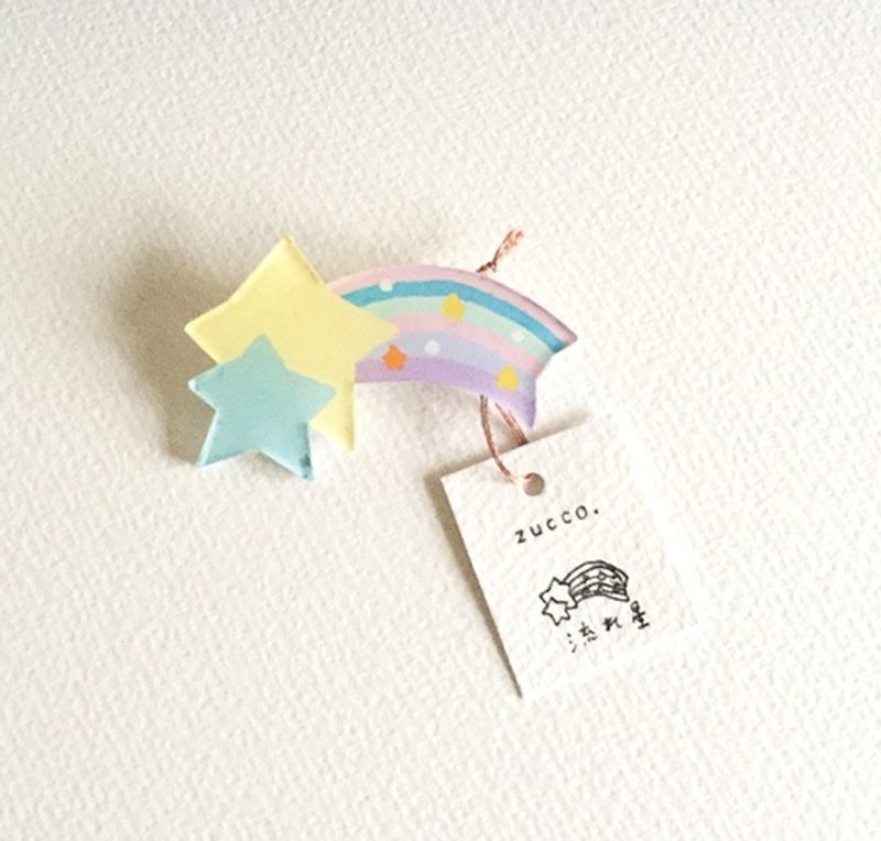 Prabang brooch of yellow and light blue ★ shooting star - 胸针 - 塑料 黄色