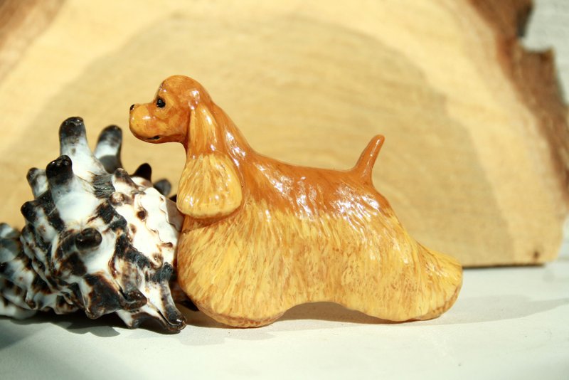 American Cocker Spaniel figurine - brooch or dog show ring clip/number holder - 胸针 - 塑料 