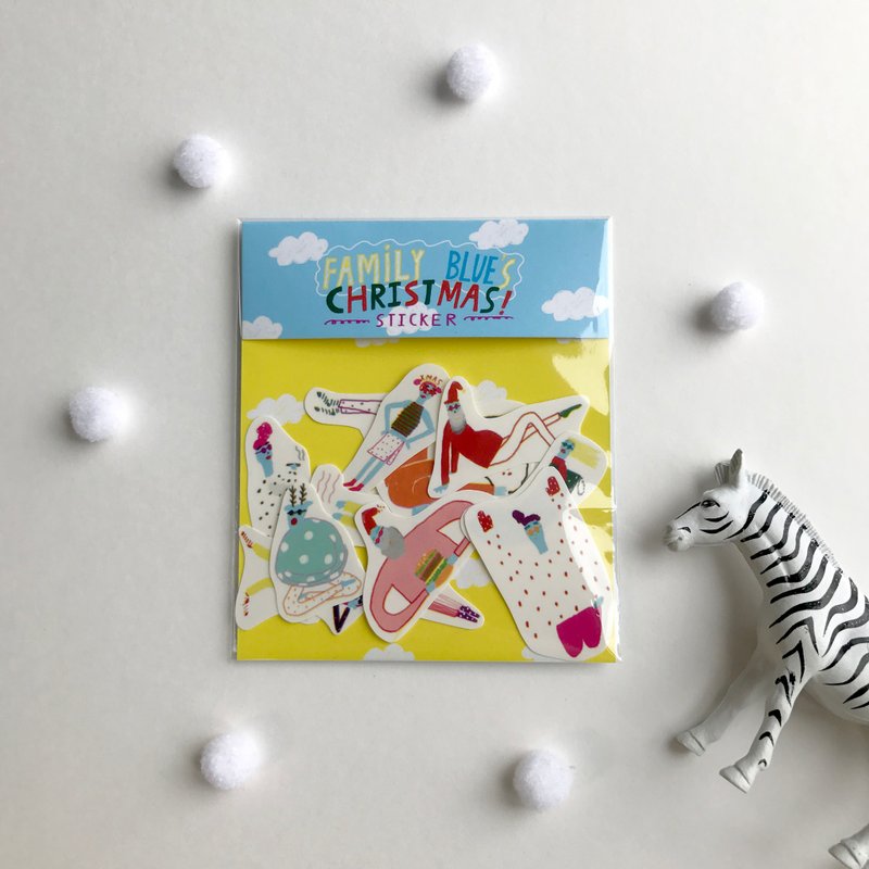圣诞新品！✿Macaron TOE 马卡龙脚趾✿ Family Blue's Xmas /贴纸包(10入) - 贴纸 - 纸 