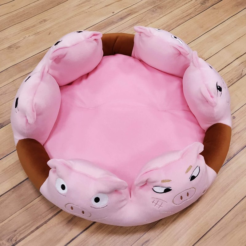 动物床垫-泡汤的猪 六种表情 狗垫 猫垫 宠物床 可拆式床垫 - 床垫/笼子 - 其他人造纤维 粉红色