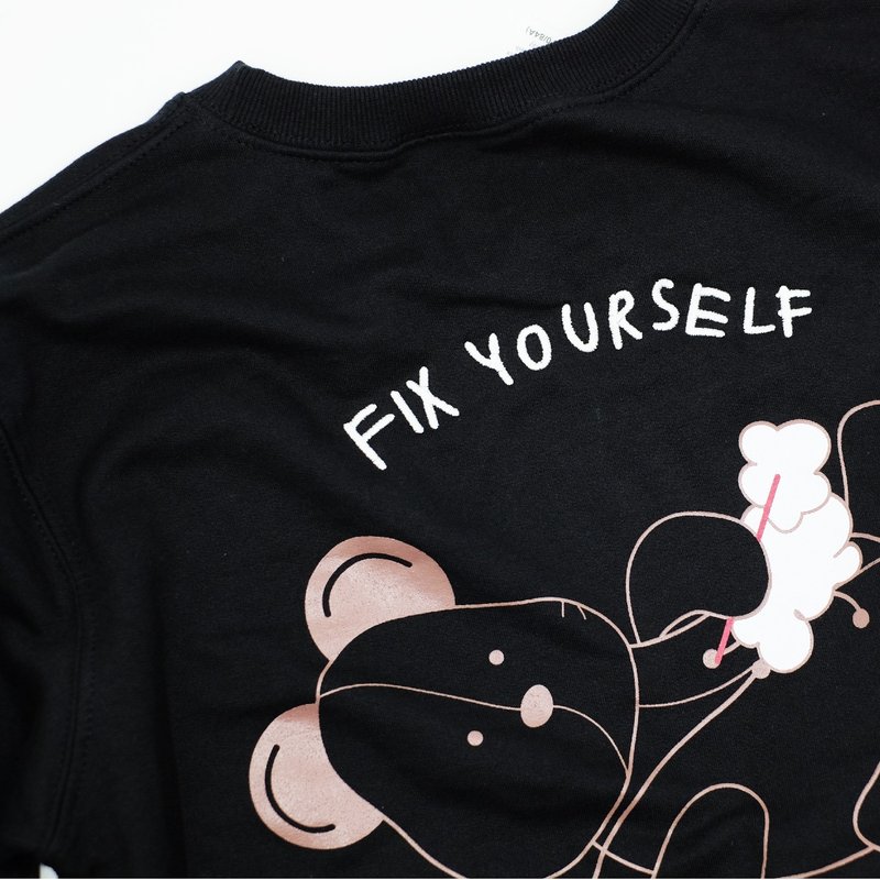 Bearbelllie 刺绣大学T - 男装针织衫/毛衣 - 棉．麻 黑色