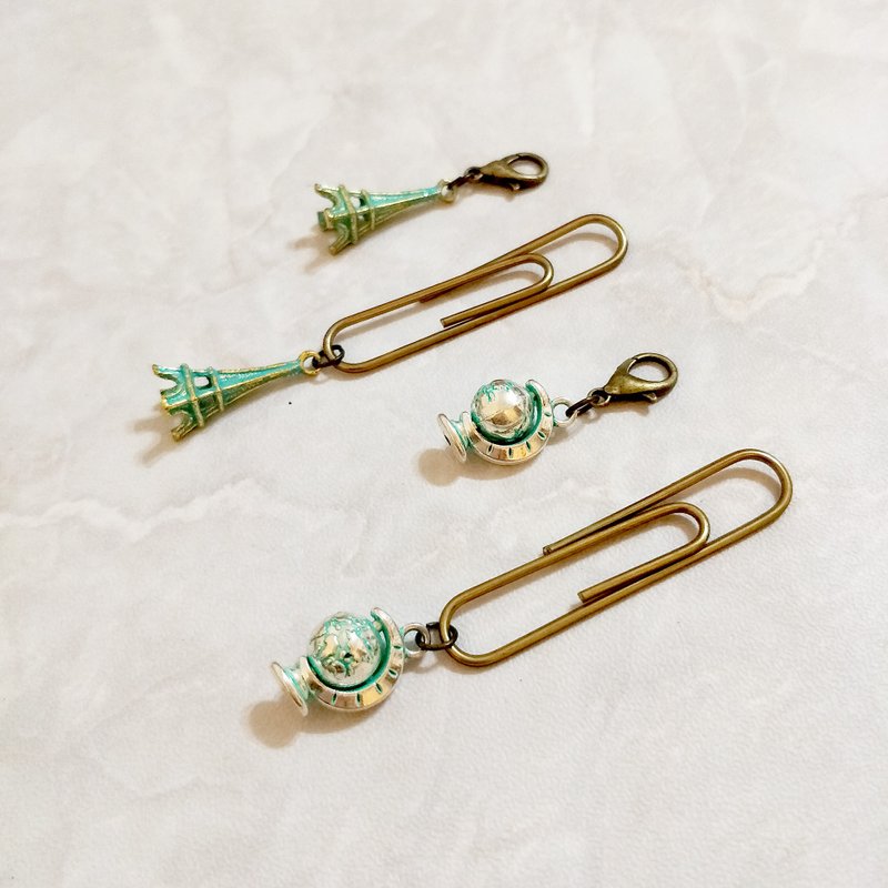 旅人手帐饰品 巴黎铁塔 旋转地球仪 手帐 吊饰 回纹针 - 其他 - 其他材质 