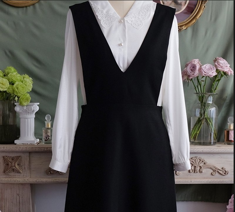 【手工制作】法式复古/减龄背心裙 - 裙子 - 聚酯纤维 黑色