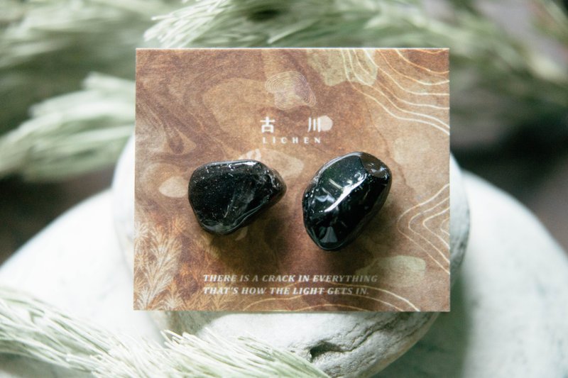 CRACK | 矿物系耳环 |  EARRINGS - 耳环/耳夹 - 玉石 黑色