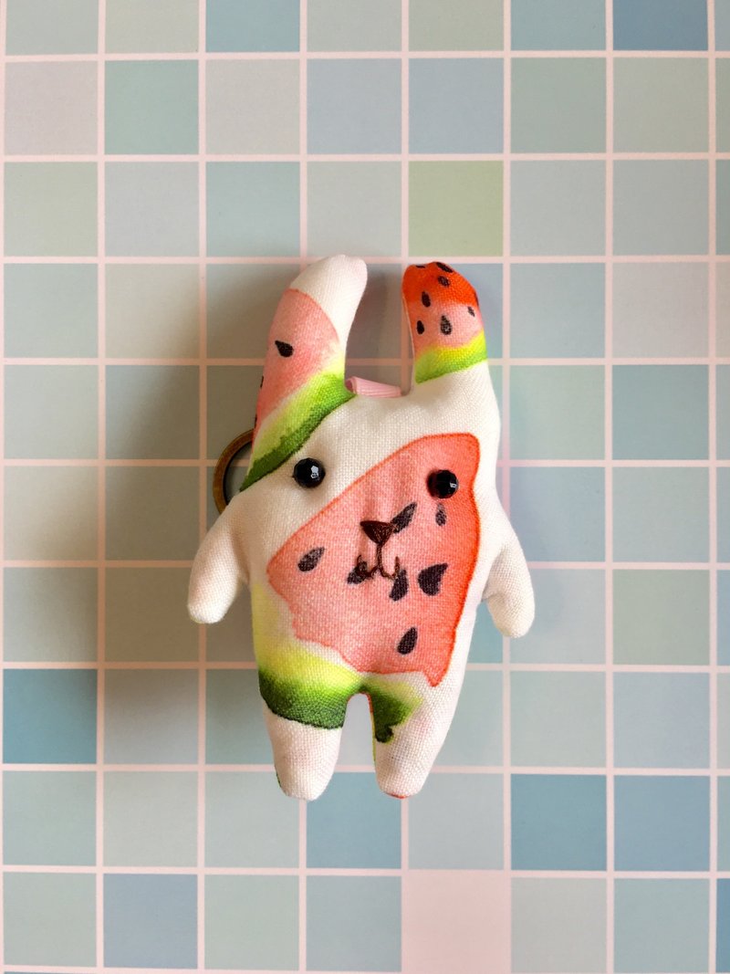 +夏日西瓜+兔子钥匙圈 - 吊饰 - 棉．麻 多色