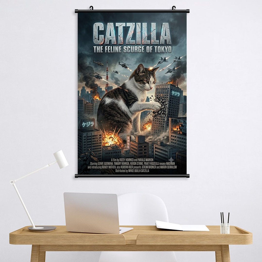 CATZILLA【定制化宠物电影海报】海报挂轴 居家 办公室布置 024 - 海报/装饰画/版画 - 其他材质 多色