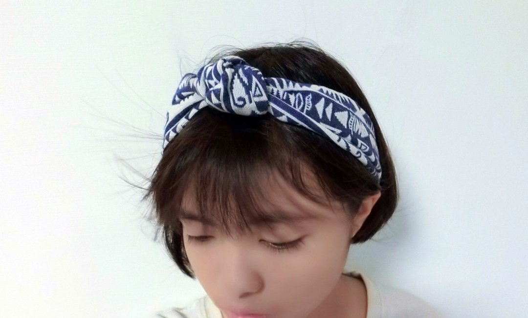蓝色图腾~ 拧花发带   hairband   *SK* - 发带/发箍 - 棉 蓝色