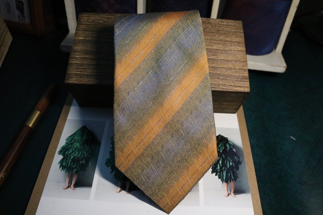 气质条纹真丝领带商务男正装necktie - 领带/领带夹 - 丝．绢 咖啡色