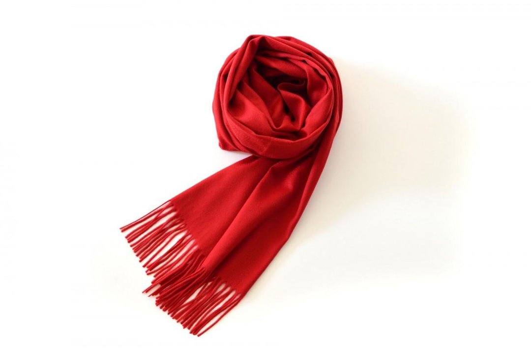 Oshuu weave 100% cashmere shawl (red) - 丝巾 - 棉 红色