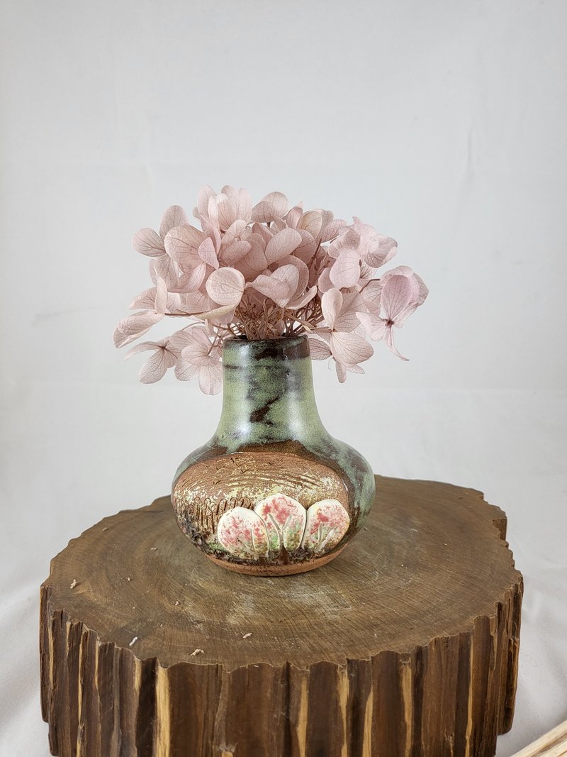 复古风手工小花瓶绿幽森林 - 花瓶/陶器 - 陶 绿色