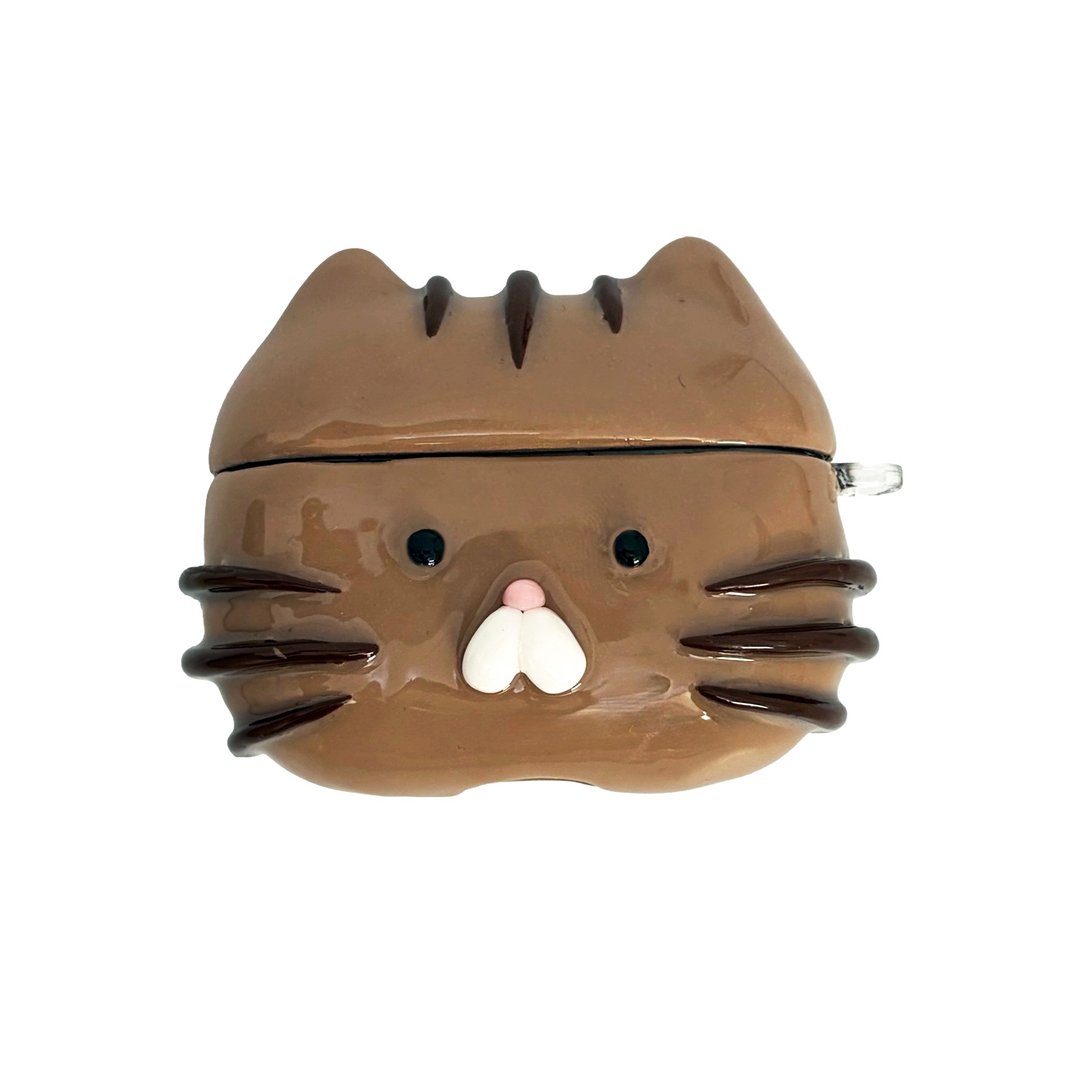 my cat friend – 棕色 AirPods 保护壳 - 耳机收纳 - 粘土 咖啡色