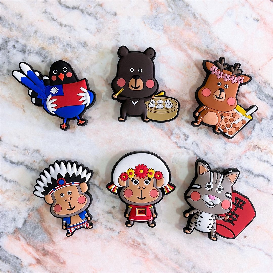 PON皮家族台湾动物磁铁3入组/黑熊、石虎、猕猴、梅花鹿、蓝鹊 - 冰箱贴/磁贴 - 其他材质 