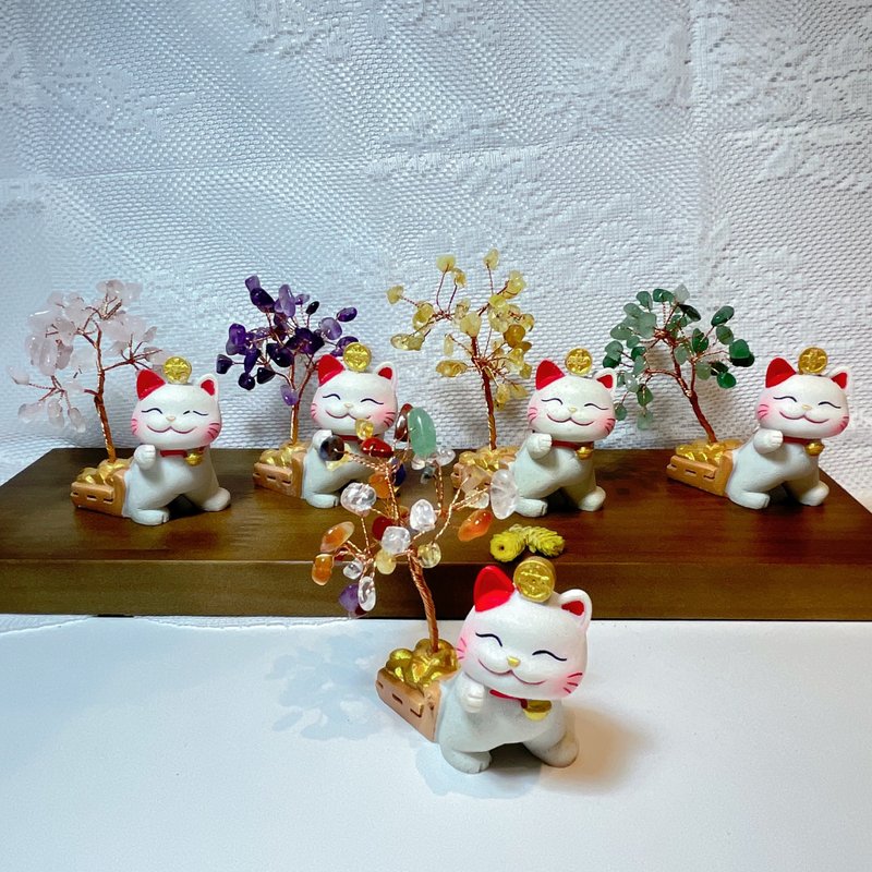 可爱招财猫猫水晶树 - 摆饰 - 水晶 粉红色