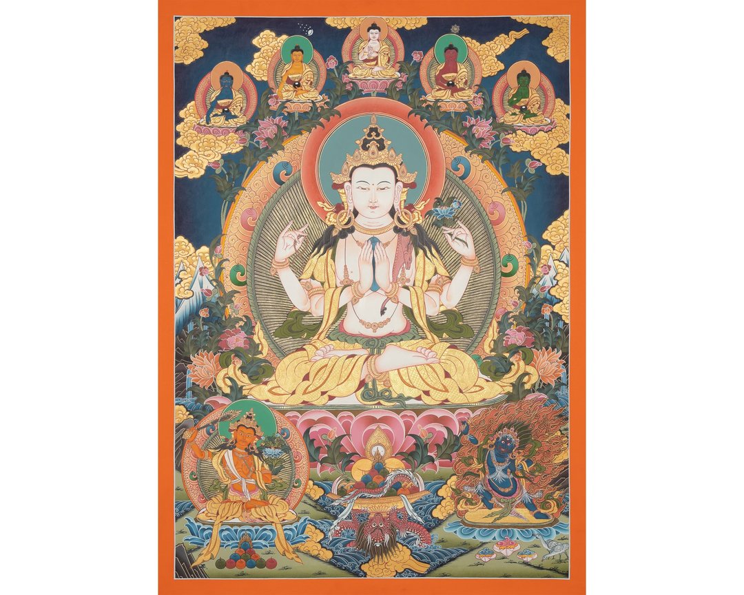 观音墙艺术 |手绘唵嘛呢呗美吽咒画布 - 墙贴/壁贴 - 其他材质 多色
