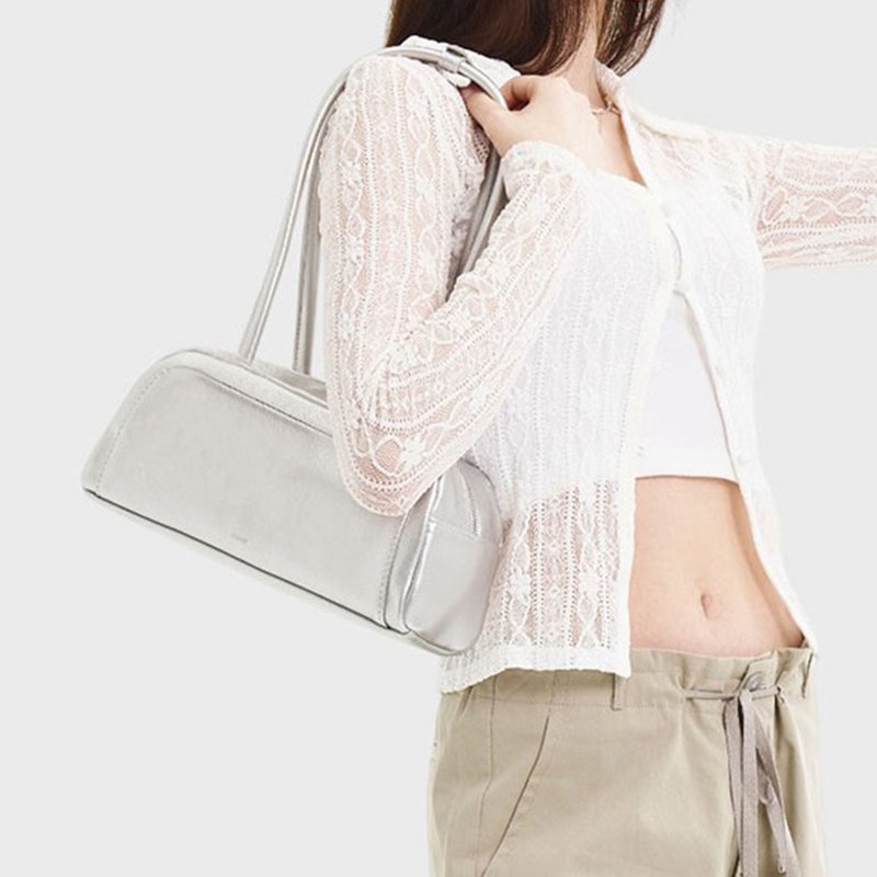 韓國製 MUR BUN手袋/單肩包/手提袋 (Sliver) - 侧背包/斜挎包 - 环保材料 