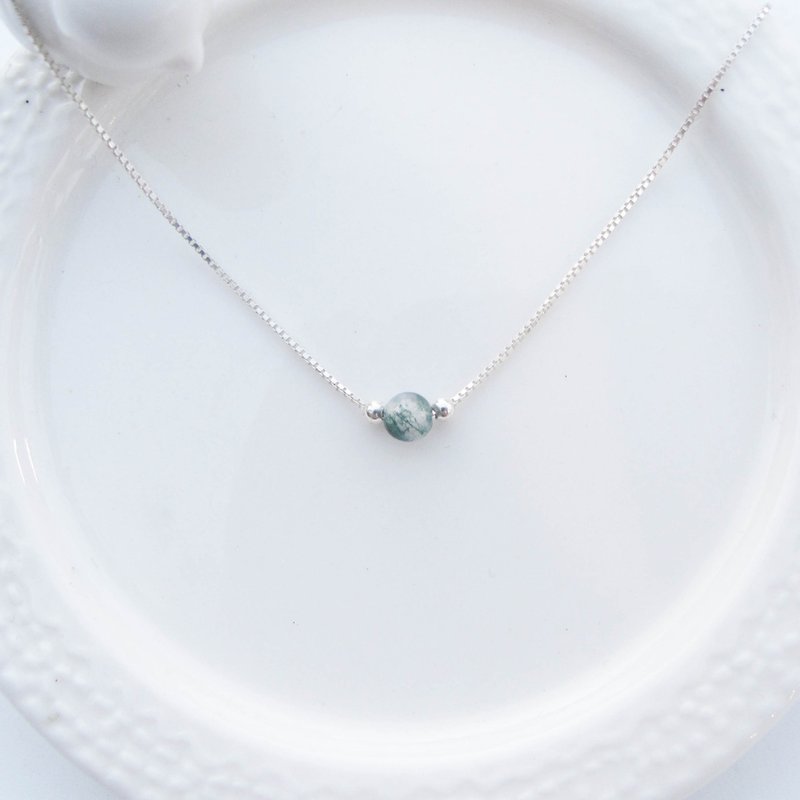 【水晶项链】海藻玉 | 纯银小水晶 正能量锁骨项链 | 大员囡仔 - 锁骨链 - 纯银 绿色