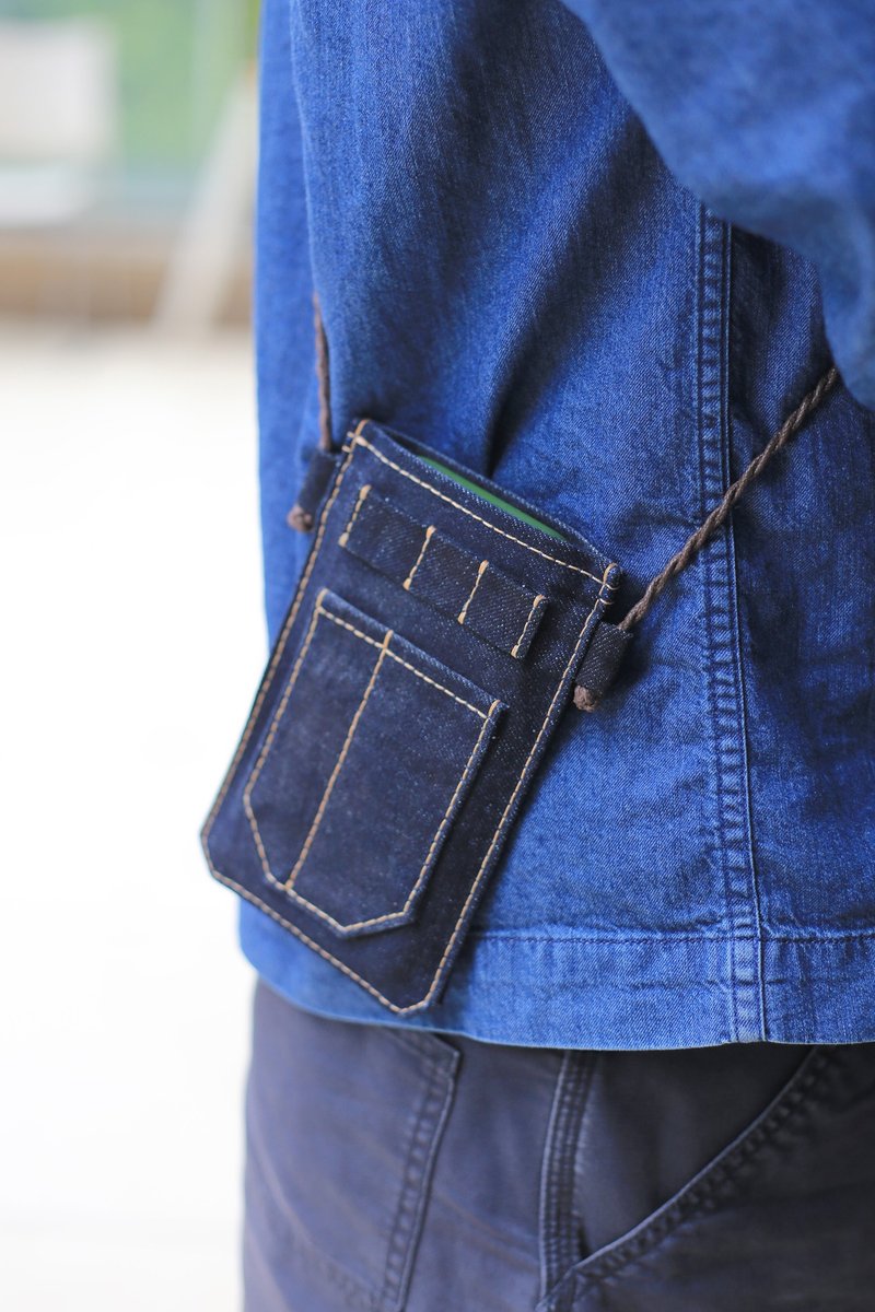 壹染指原创 全手缝 | 多用 手机包 | 赤耳丹宁牛仔布 | 一物一图 - 侧背包/斜挎包 - 棉．麻 