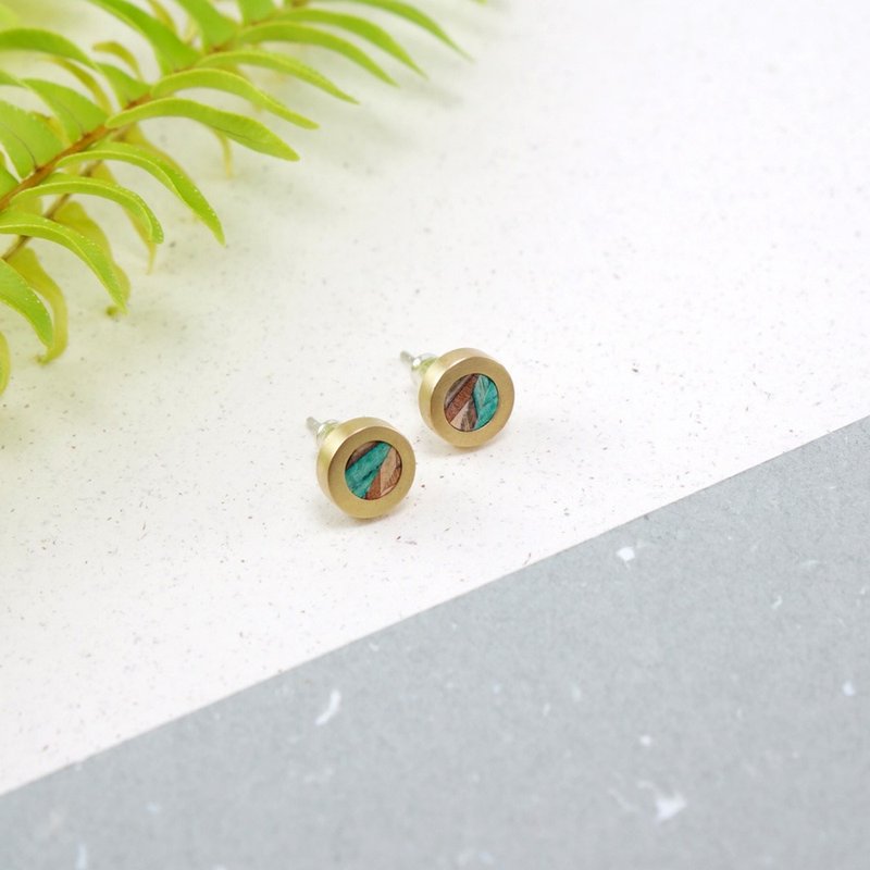 寄木耳针式耳环R0902002 - 耳环/耳夹 - 其他金属 多色