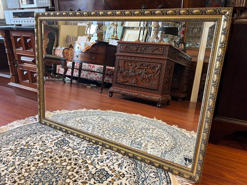 英国百年巴洛克风格雕花古董镜 - 摆饰 - 木头 咖啡色