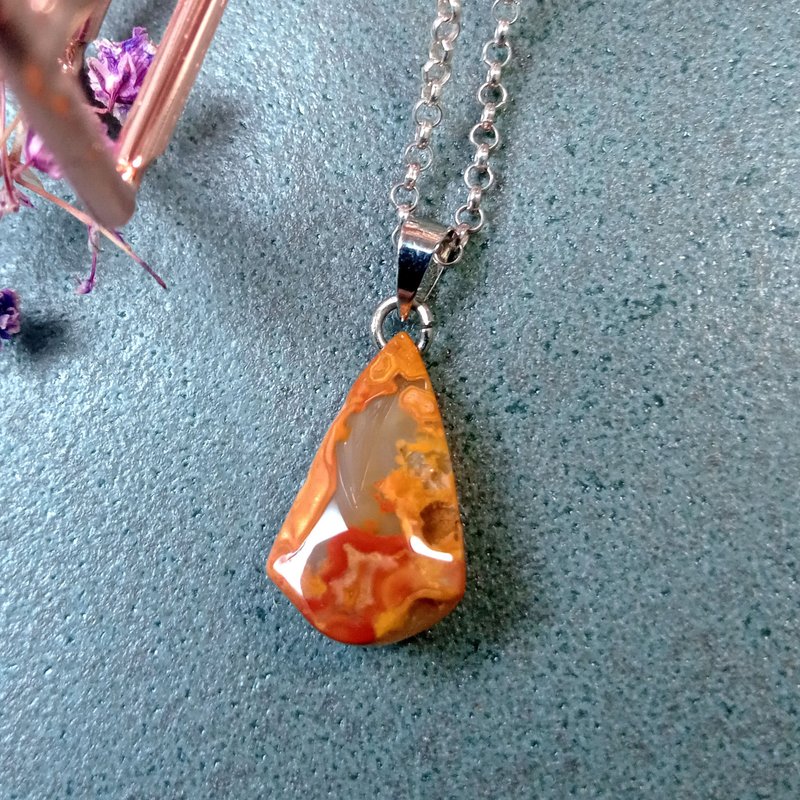 造型设计玉坠 黄玉髓/简单好搭配双面可配戴/ - 项链 - 玉石 橘色