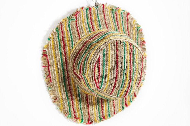 棉麻编织帽/编织帽/渔夫帽/钩针遮阳帽/草帽-森林系南美色调民族 - 帽子 - 棉．麻 多色