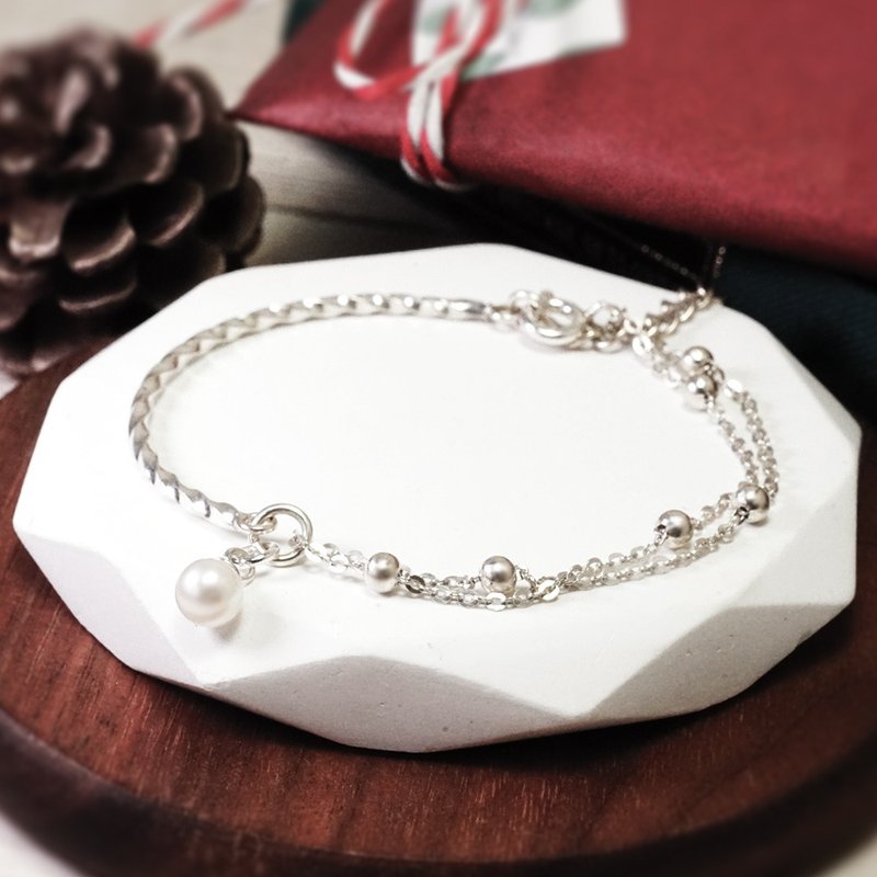 满天星 半半手链 珍珠款 925纯银手链 女生手链 - 手链/手环 - 纯银 银色