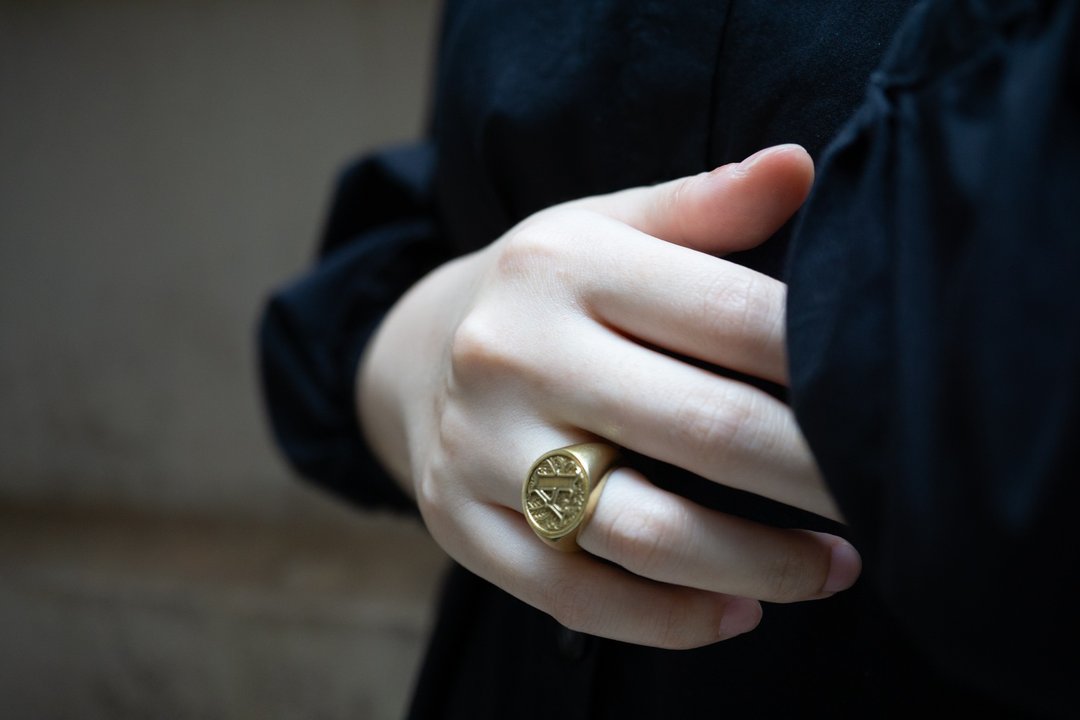 OM系列 I ROTD Signet Ring 复古印章换换戒 - 戒指 - 银 银色