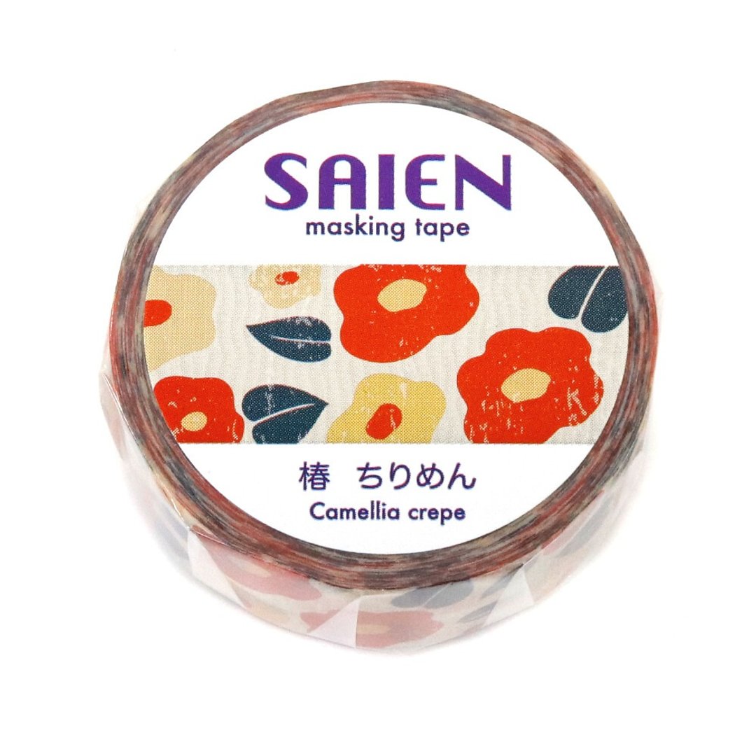 【日本 SAIEN】15mm 和纸胶带-山茶花 Camellia crepe - 纸胶带 - 纸 