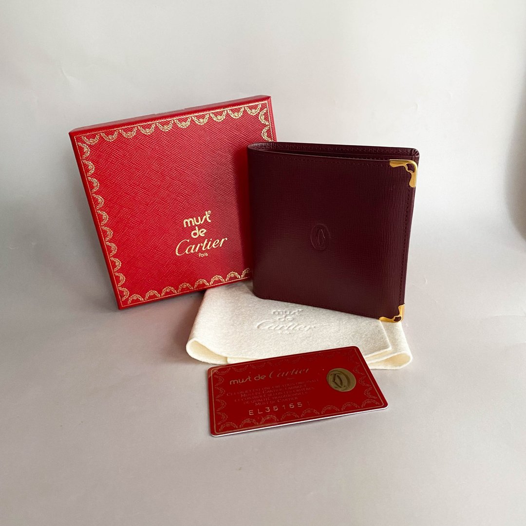 中古Cartier卡地亚│古着│复古│钱包│银包│卡片套│女友礼物 - 皮夹/钱包 - 真皮 红色