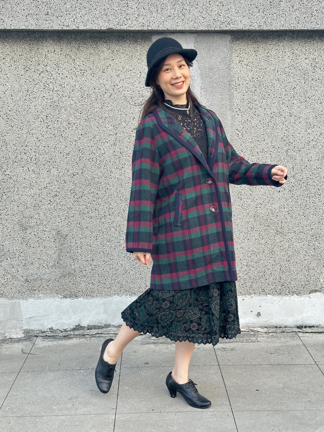 格纹毛包边大衣 - 女装休闲/机能外套 - 羊毛 多色