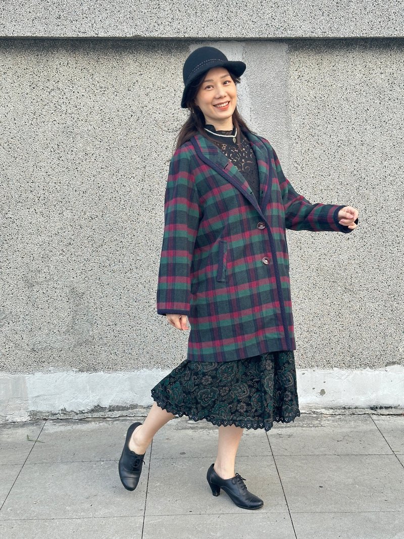 格纹毛包边大衣 - 女装休闲/机能外套 - 羊毛 多色