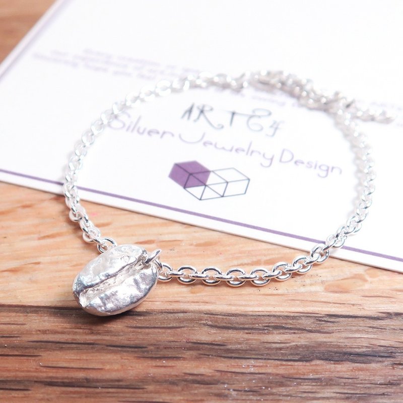 绝版设计 浅焙 咖啡豆 纯银手链 银白款 阿拉比卡原豆系列 925 - 手链/手环 - 纯银 银色