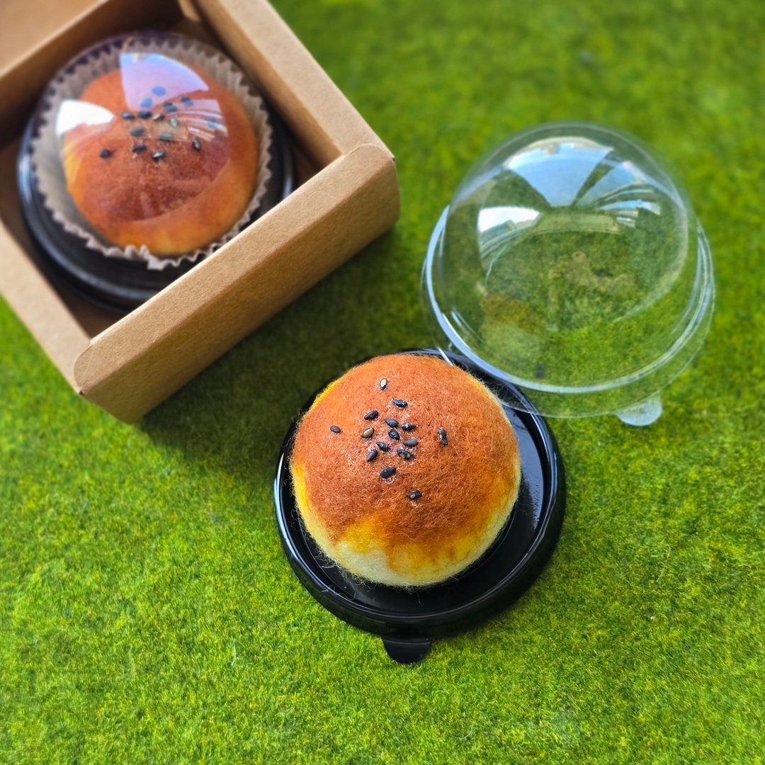 蛋黄酥磁铁礼盒【2 入】-100% 手工制作羊毛毡 - 冰箱贴/磁贴 - 羊毛 橘色