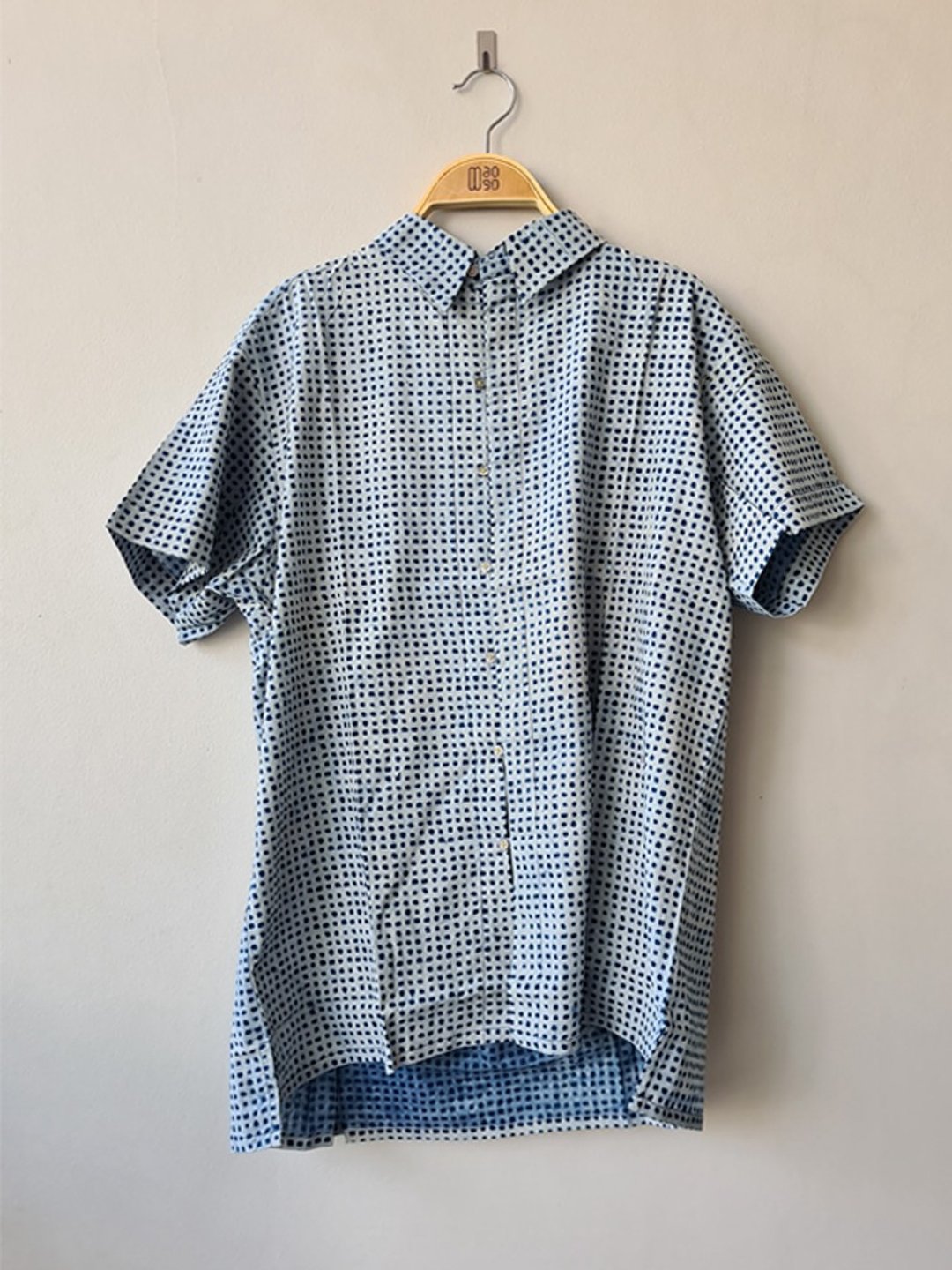 Jardin Top Mini Square Indigo - 女装衬衫 - 棉．麻 多色