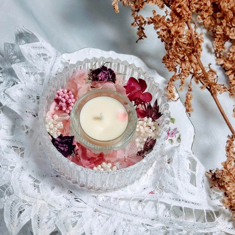 暖心圣诞礼物・ 粉红花园香氛烛台珠宝盒 - 香薰/精油/线香 - 植物．花 粉红色