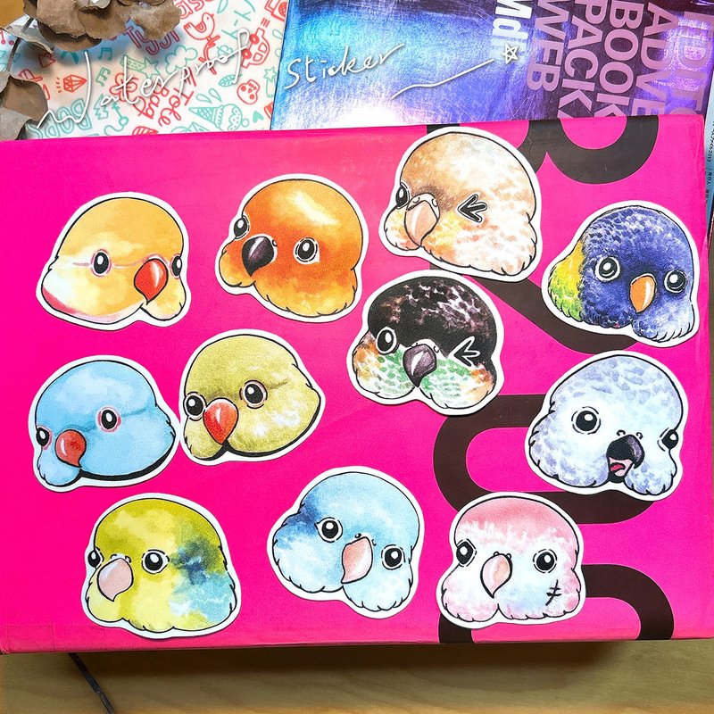 防水贴纸 / 鹦鹉大头系列防水贴纸_红色版面 - 贴纸 - 纸 