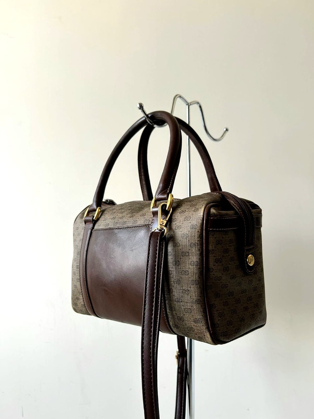 【特选货品】-日本中古二手Gucci波士顿古董包斜背单肩侧孭皮革手 - 侧背包/斜挎包 - 真皮 咖啡色