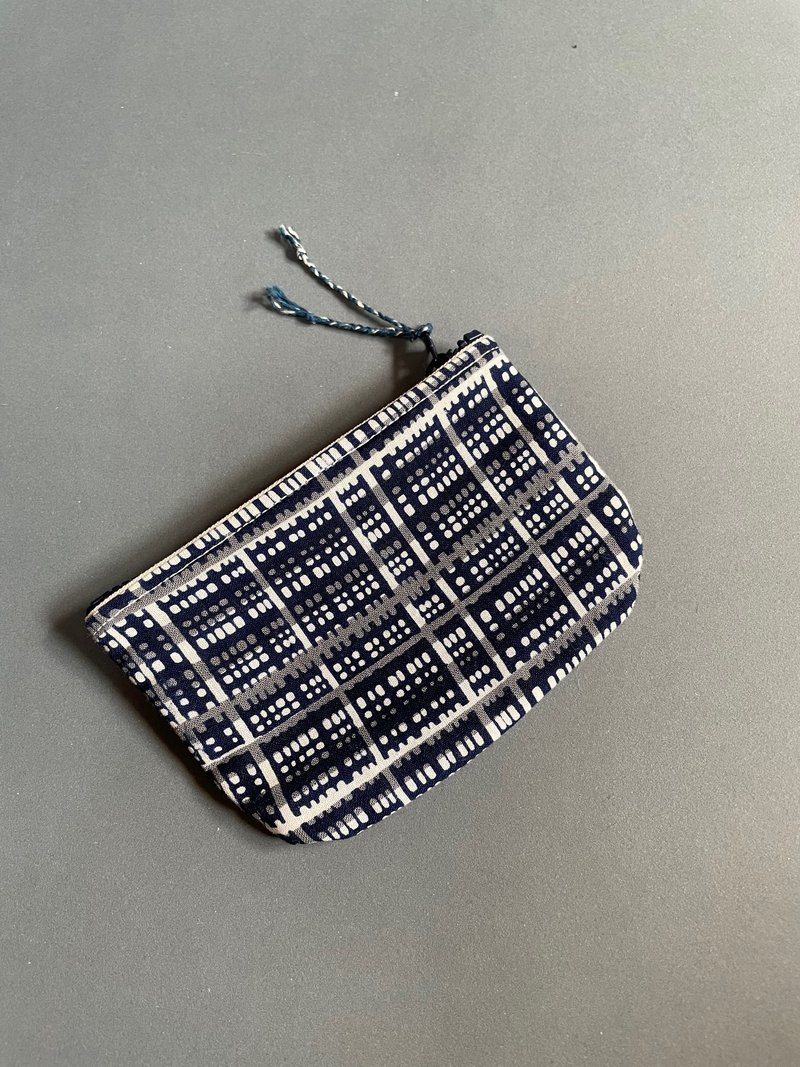 手工 古布 零钱包 窗纹  handmade kofu coin pouch - 零钱包 - 棉．麻 蓝色
