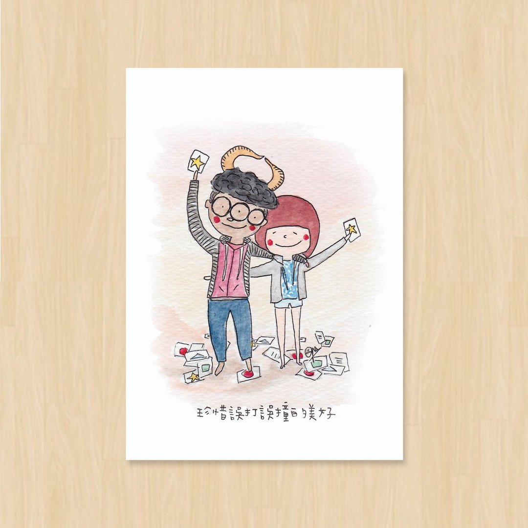 误打误撞 / 你管我喔 / 明信片 - 卡片/明信片 - 纸 粉红色