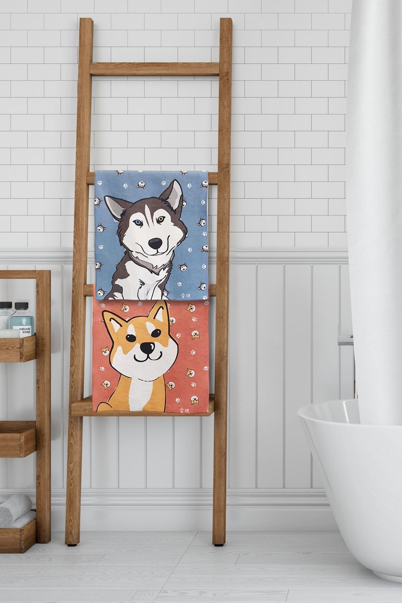 自创宠物犬猫图样 毛巾/方巾/运动毛巾 多图样可选 - 清洁/美容 - 棉．麻 多色